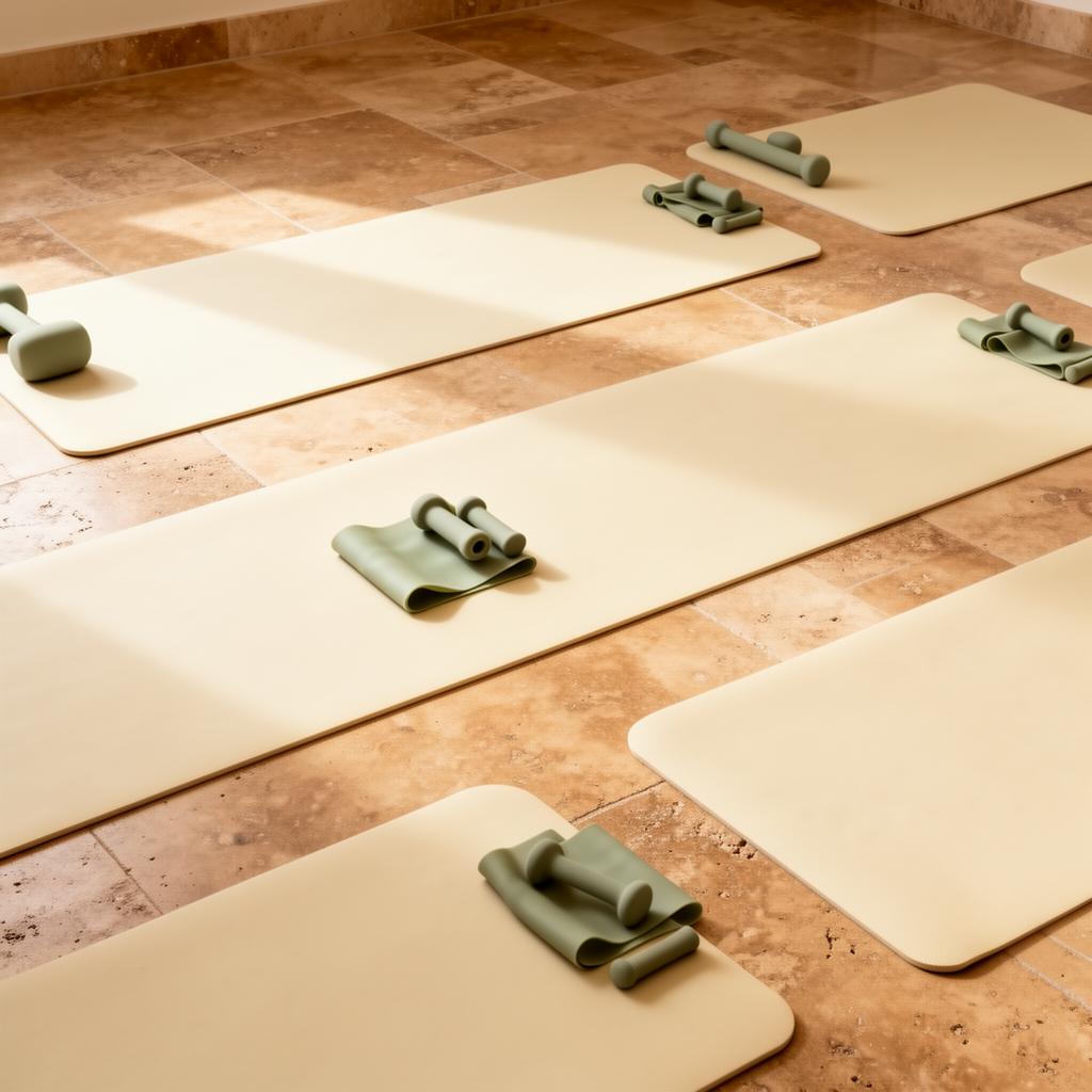 Mat pilates class in a sunlit boutique studio